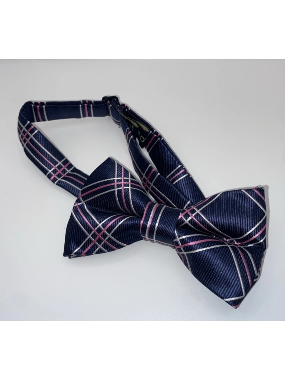 US Polo Assn Bow Tie-Pink/Blue/Silver Plaid-Pretied-Adjustable